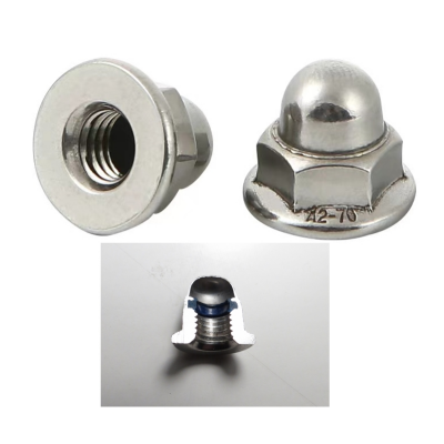 10x Hutmutter M8 Edelstahl mit Flansch und Sicherungsring