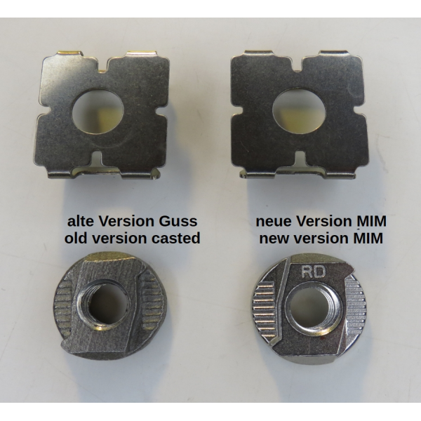 Set: Zurrschienenmutter VA M8  (MIM) + Clip schmal