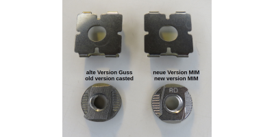 Set: Zurrschienenmutter VA M8  (MIM) + Clip schmal